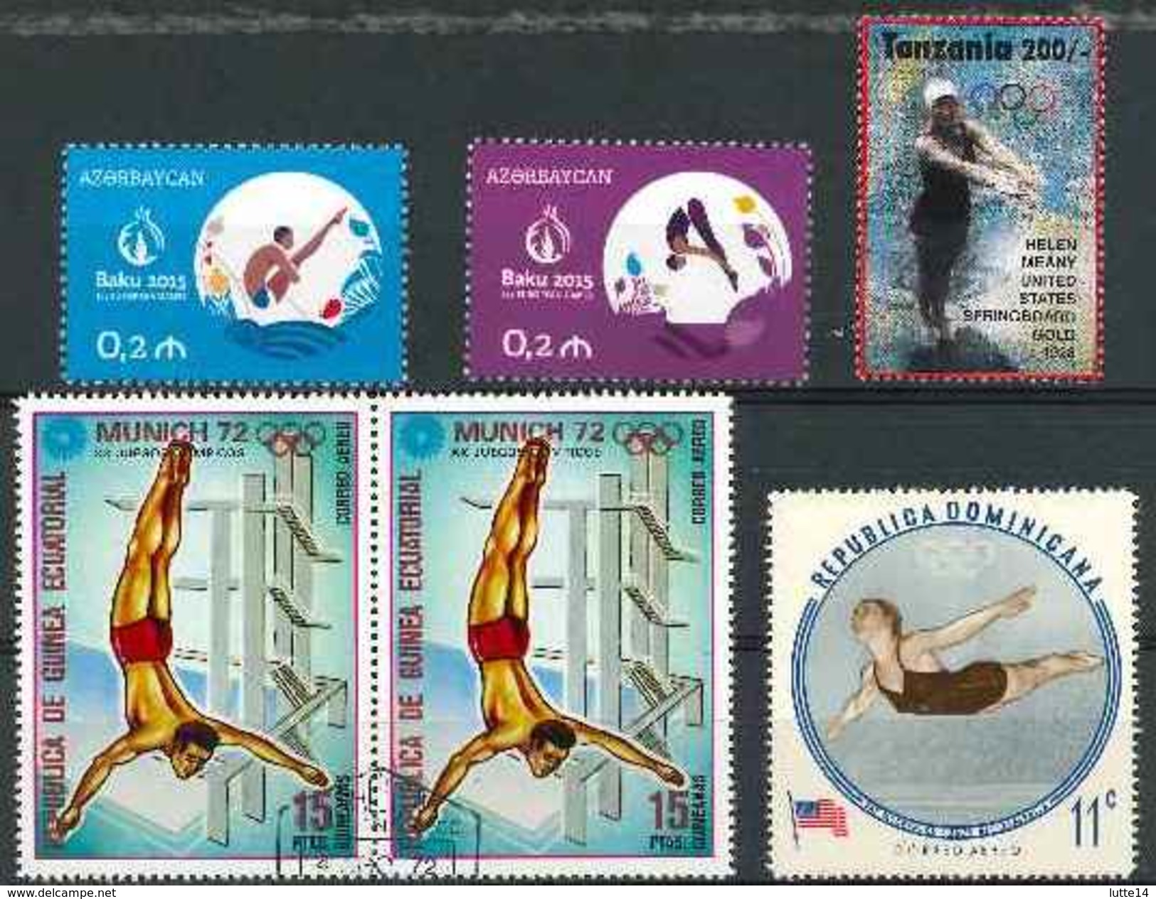 Plongeon  Lot 09 ; 6 Timbres Azerbaidjan Tanzanie Guinée Dominique / Sport Jeux Olympiques - Kunst- Und Turmspringen