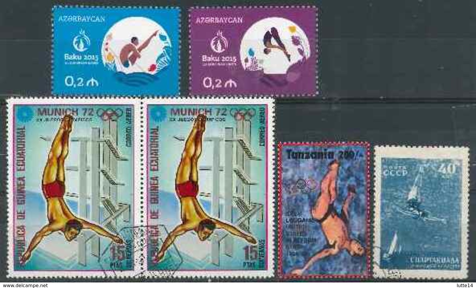 Plongeon  Lot 08 ; 6 Timbres Azerbaidjan Tanzanie Guinée URSS / Sport Jeux Olympiques - High Diving