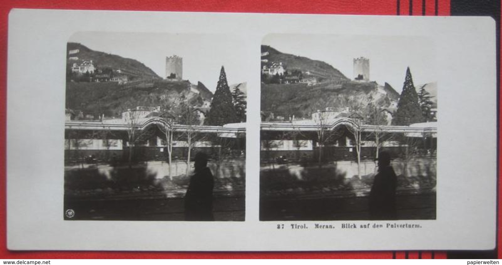 Stereofoto: Italia / Italien / Italy: Südtirol Meran (BZ) - Pulverturm - Stereo-Photographie