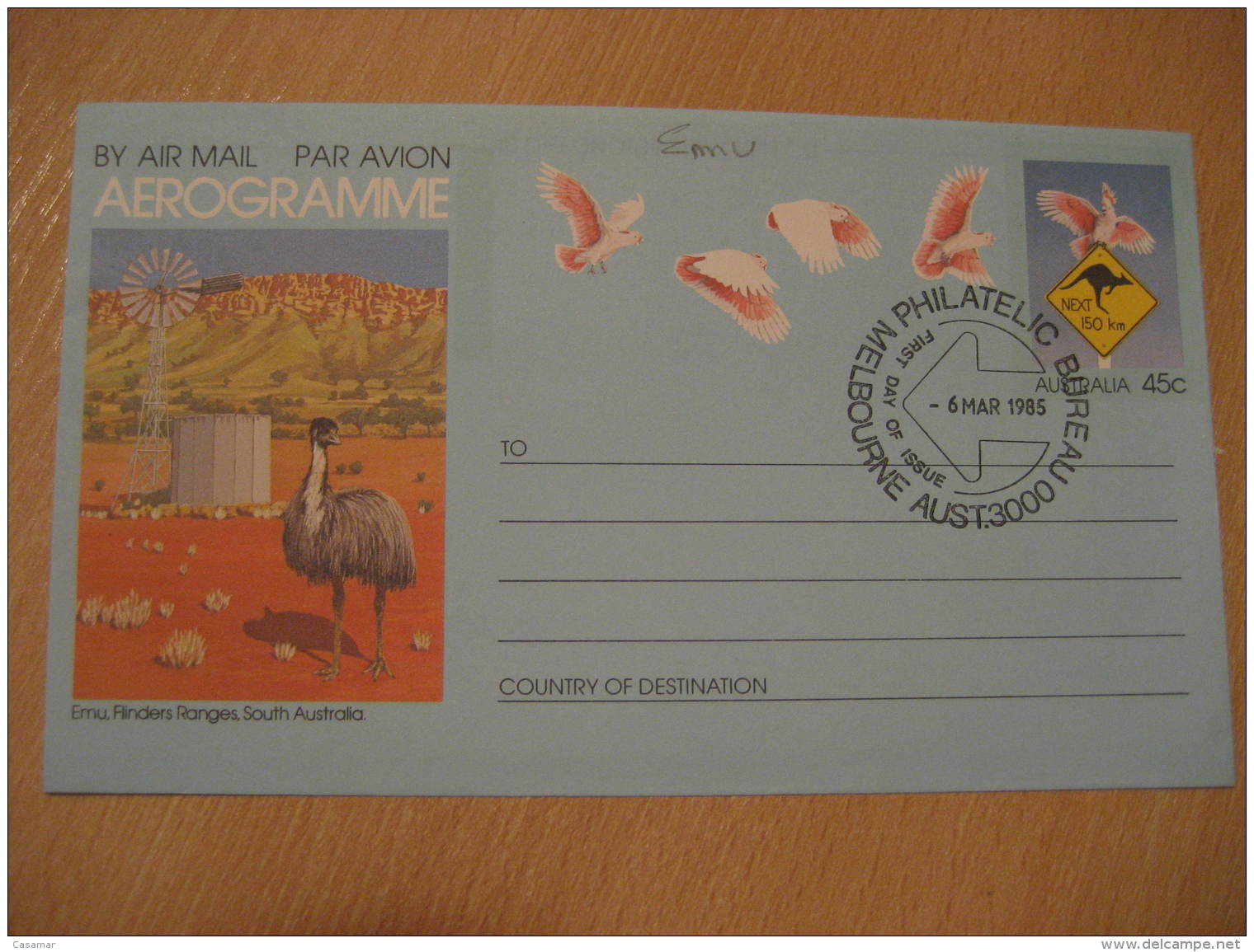 EMU AUTRUCHE OSTRICH OSTRICHES Melbourne 1985 Aerogramme Air Letter Australia - Struzzi