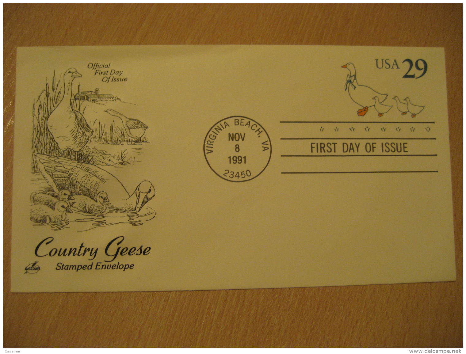 GEESE GANSO Poultry Duck Virginia 1991 FDC Postal Stationery Cover USA - Oies