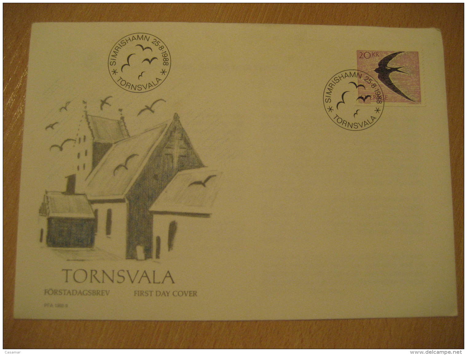 SWALLOW HIRONDELLE GOLONDRINA Swallows Simrishamn 1988 FDC Cancel Cover Sweden - Hirondelles