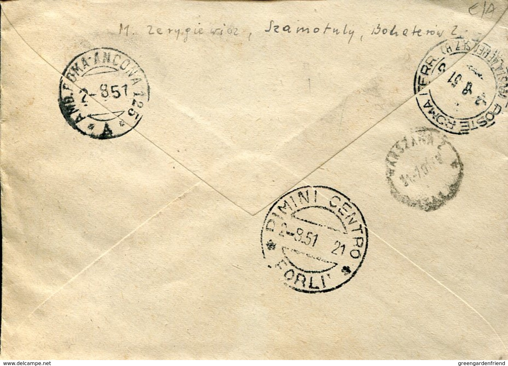 16546 Poland, Registered Circuled Cover 1951 From Szamotuly To Rep. San Marino (see 2 Scan) - Briefe U. Dokumente