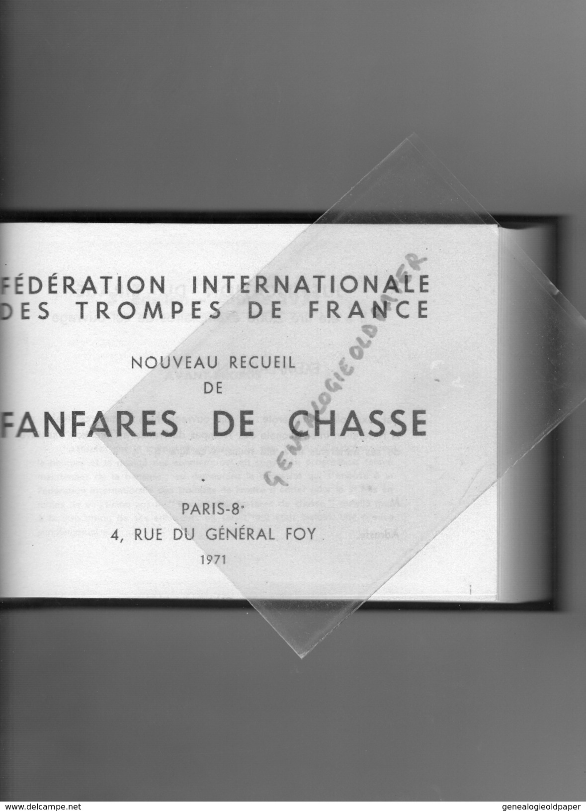 TROMPES DE CHASSE-NOUVEAU RECUEIL FANFARES CHASSE-1971-  EDITION-TOME 1- TIRAGE 2000 EX.-GRAVURE HENRI MARCHAND - Caza/Pezca