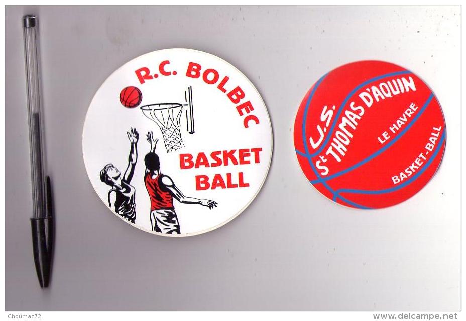 Autocollant 002, Basket,lot De 2 Autocollants Club De RC Bolbec + US St Thomas D'Aquin Le Havre - Stickers