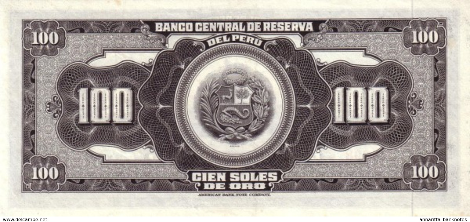 * PERU 100 SOLES 1965 P-90 AU/UNC [PE090] - Peru