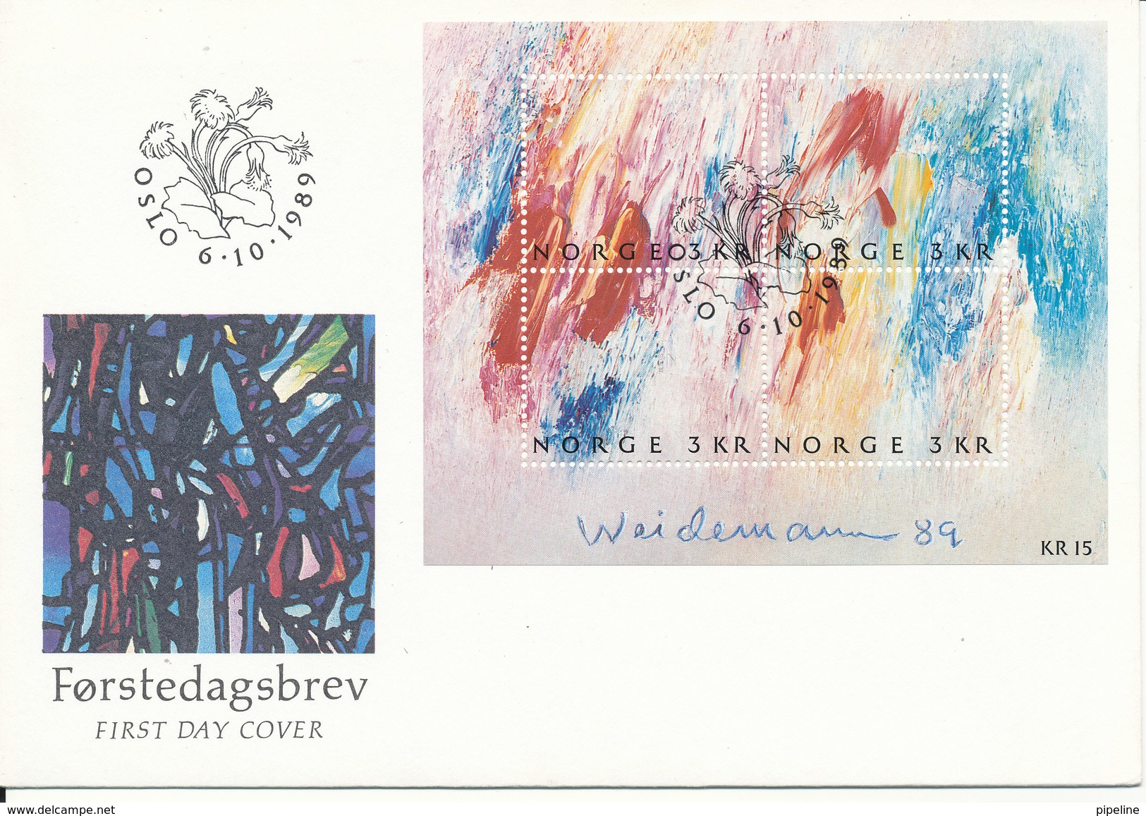 Norway FDC Minisheet PAINTING Modern Art 6-10-1989 With Cachet - FDC