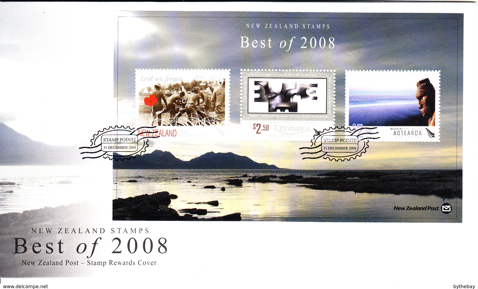 New Zealand Set Of 3 'Best Of 2008' Stamp Rewards Miniature Sheet On Covers Dated December 31, 2008 - Covers & Documents