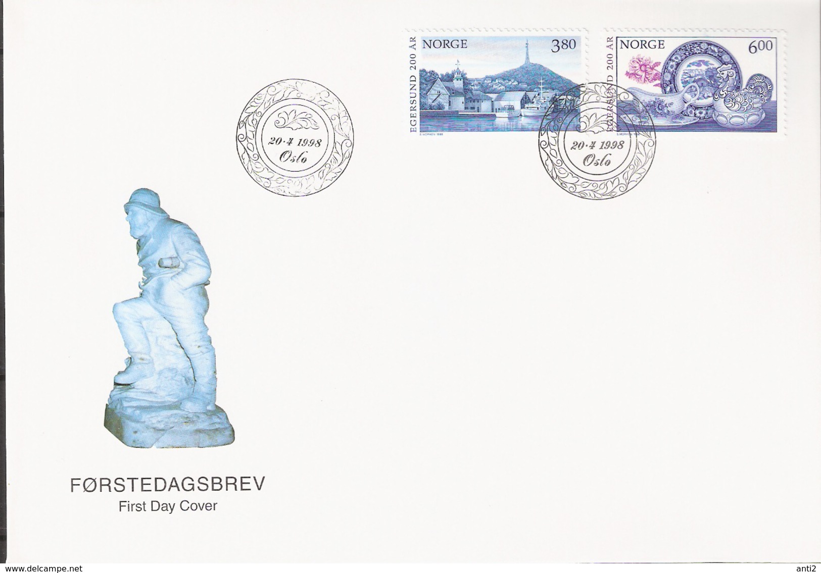 Norway 1998 200 Years Of City Egersund, Mi 1278-1279 FDC - FDC