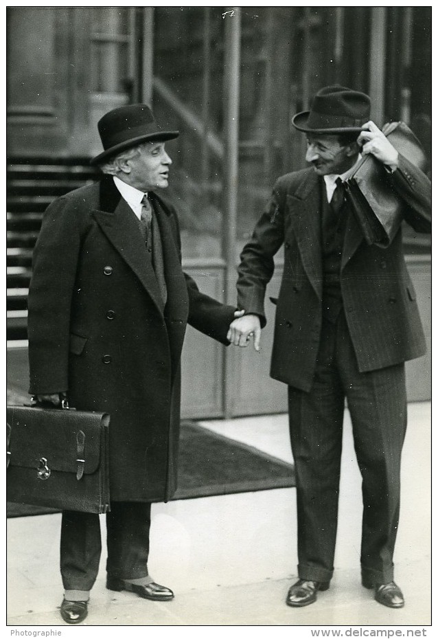 Paris Politiciens Paul Boncour &amp; Georges Bonnet Ancienne Photo Meurisse 1930 - Famous People