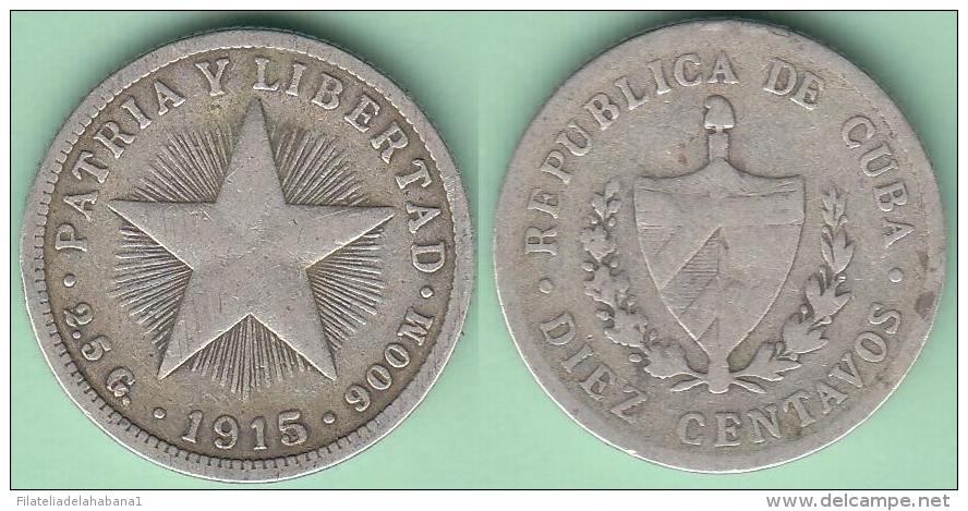 1915-MN-123 CUBA. KM A12 SILVER 10c STAR 1915. ESTRELLA RADIANTE. - Cuba