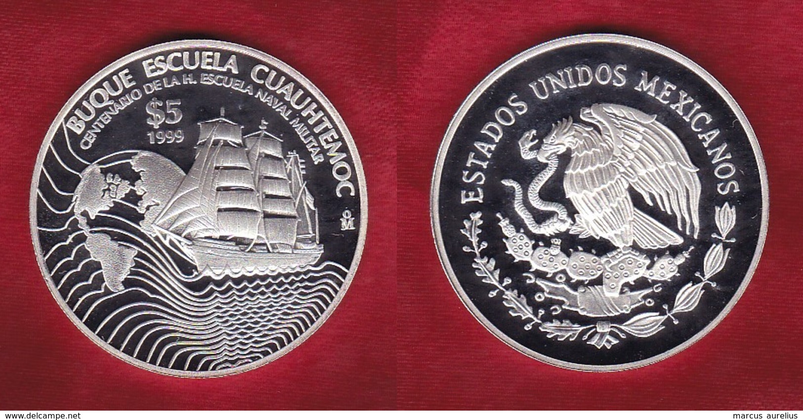 Mexico 5 Pesos 1999 - Centennial Of Navy School - 19,6 Grams 999 Silver - Mexiko