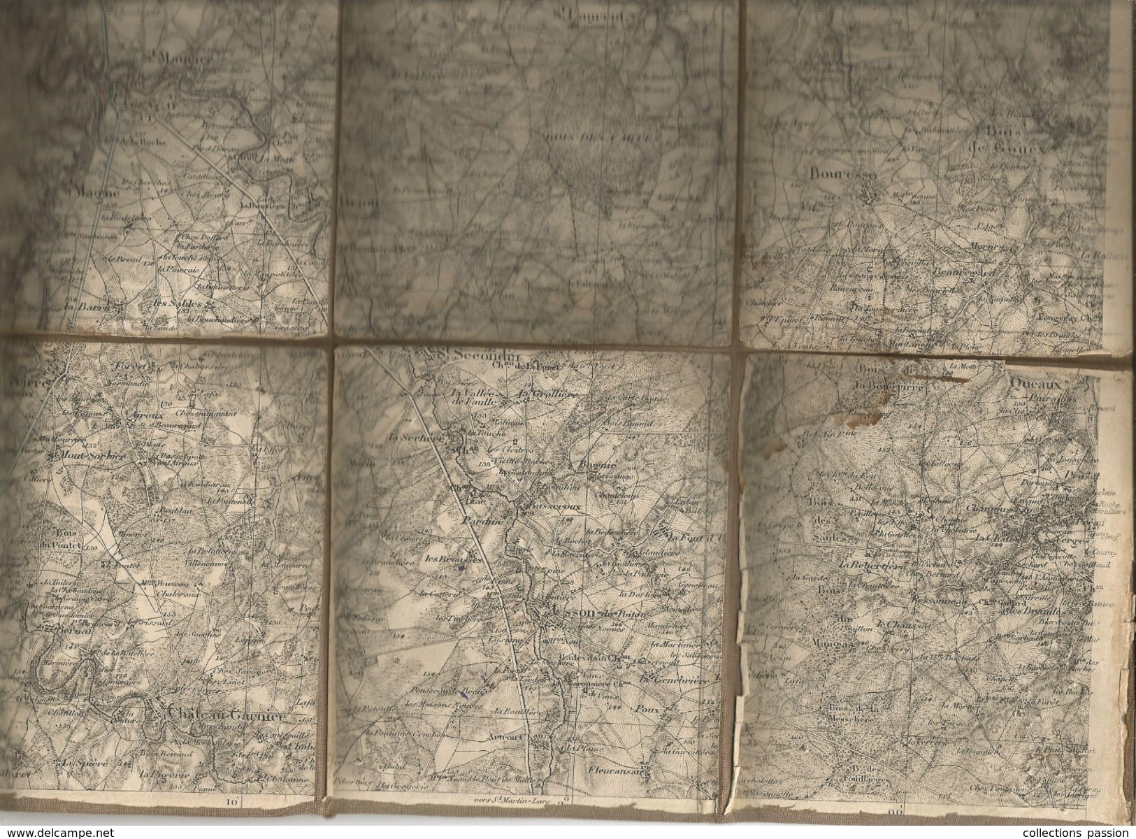 Carte Géographique , POITIERS CHAUVIGNY QUEAUX ROMAGNE , Vienne , 41 X 32 Dépliée , 4 Scans , Frais Fr : 1.95&euro; - Geographical Maps