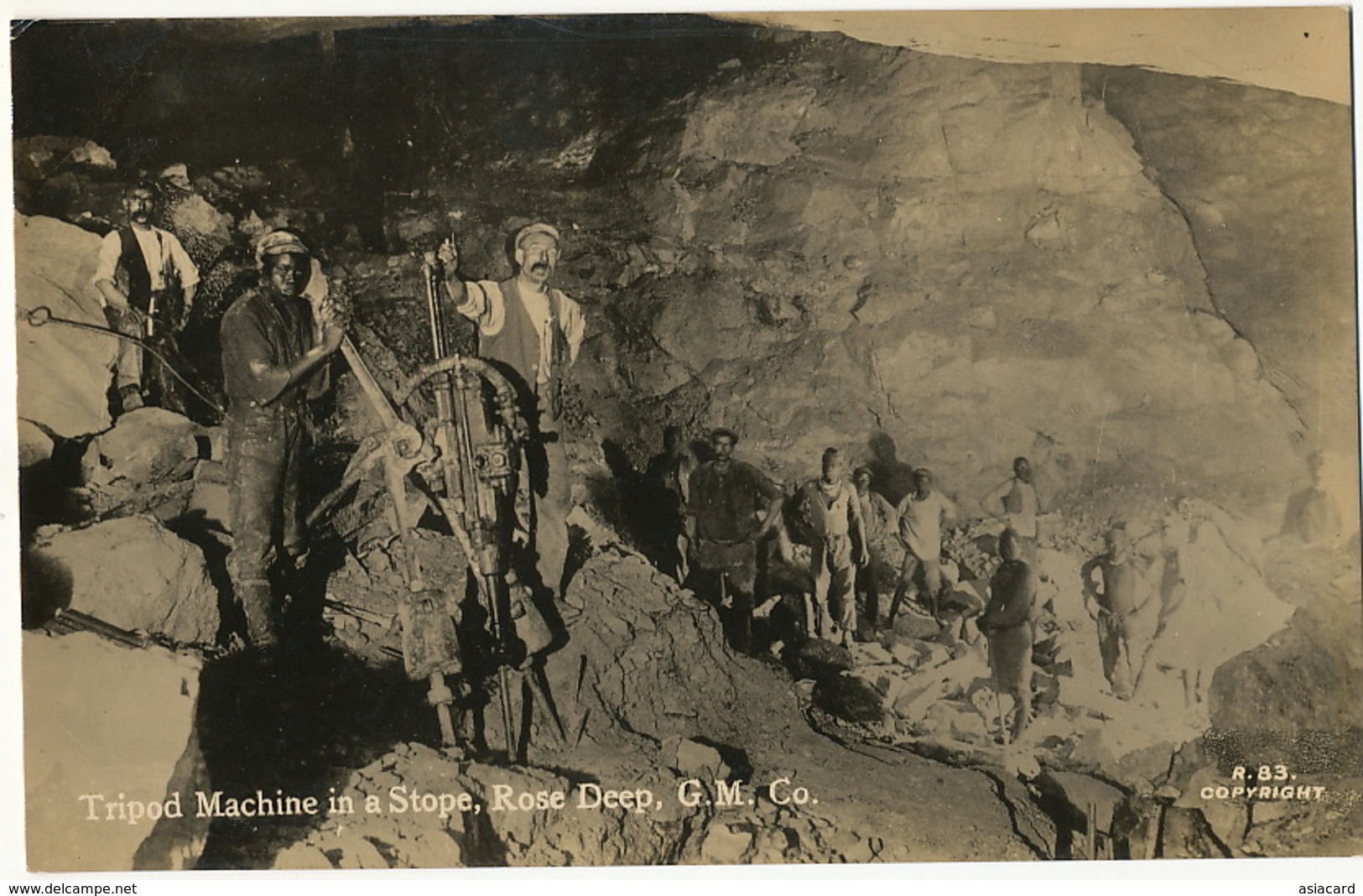 Real Photo Rose Deep Gold Mine , Tripod Machine In A Stope, G.M. Co  Mine D' Or - Afrique Du Sud