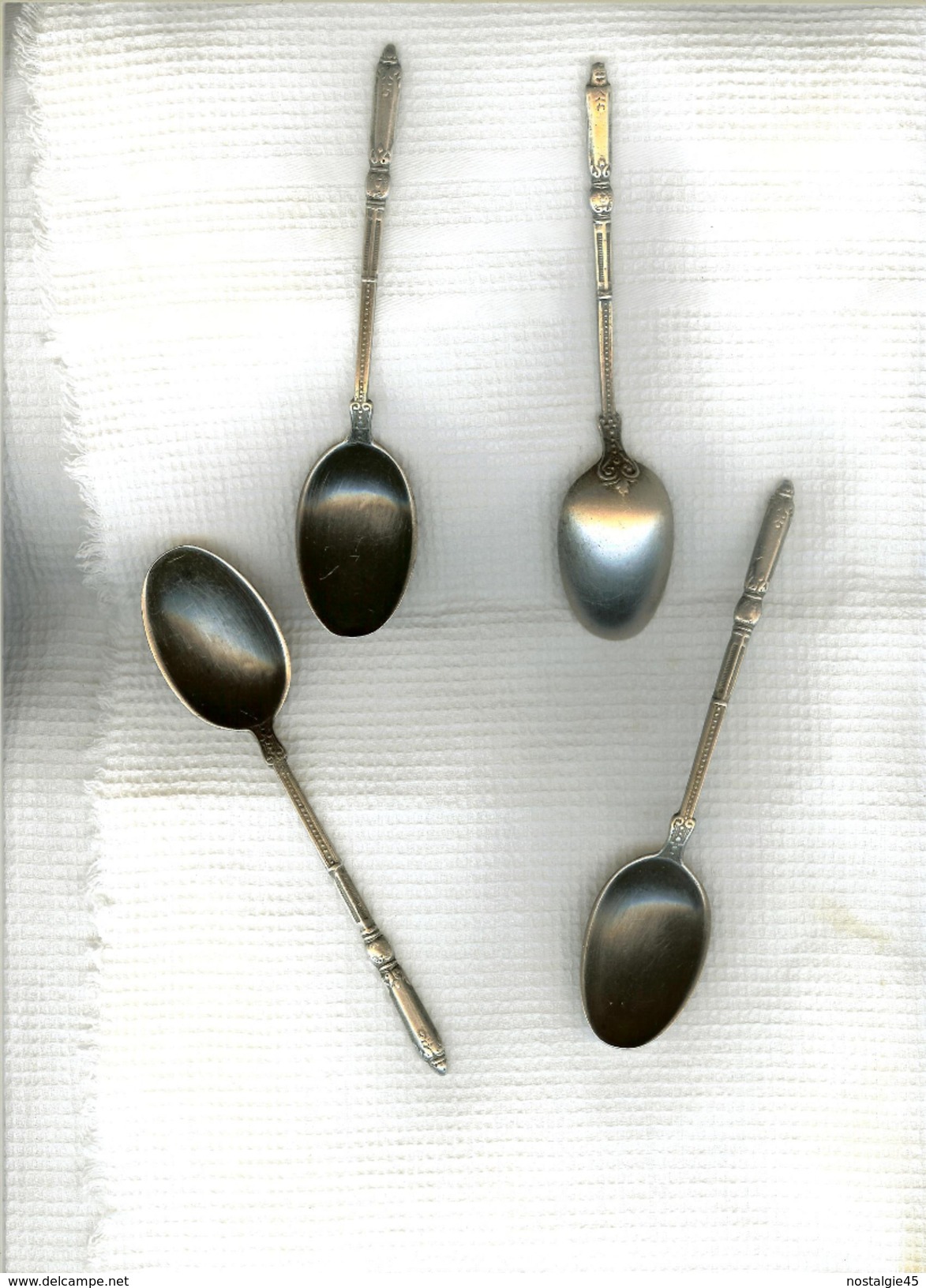 4  Cuillères A Café A La Russe Fin 19ème Alliages Métaux Aspect étain  14 Cm - Silverware