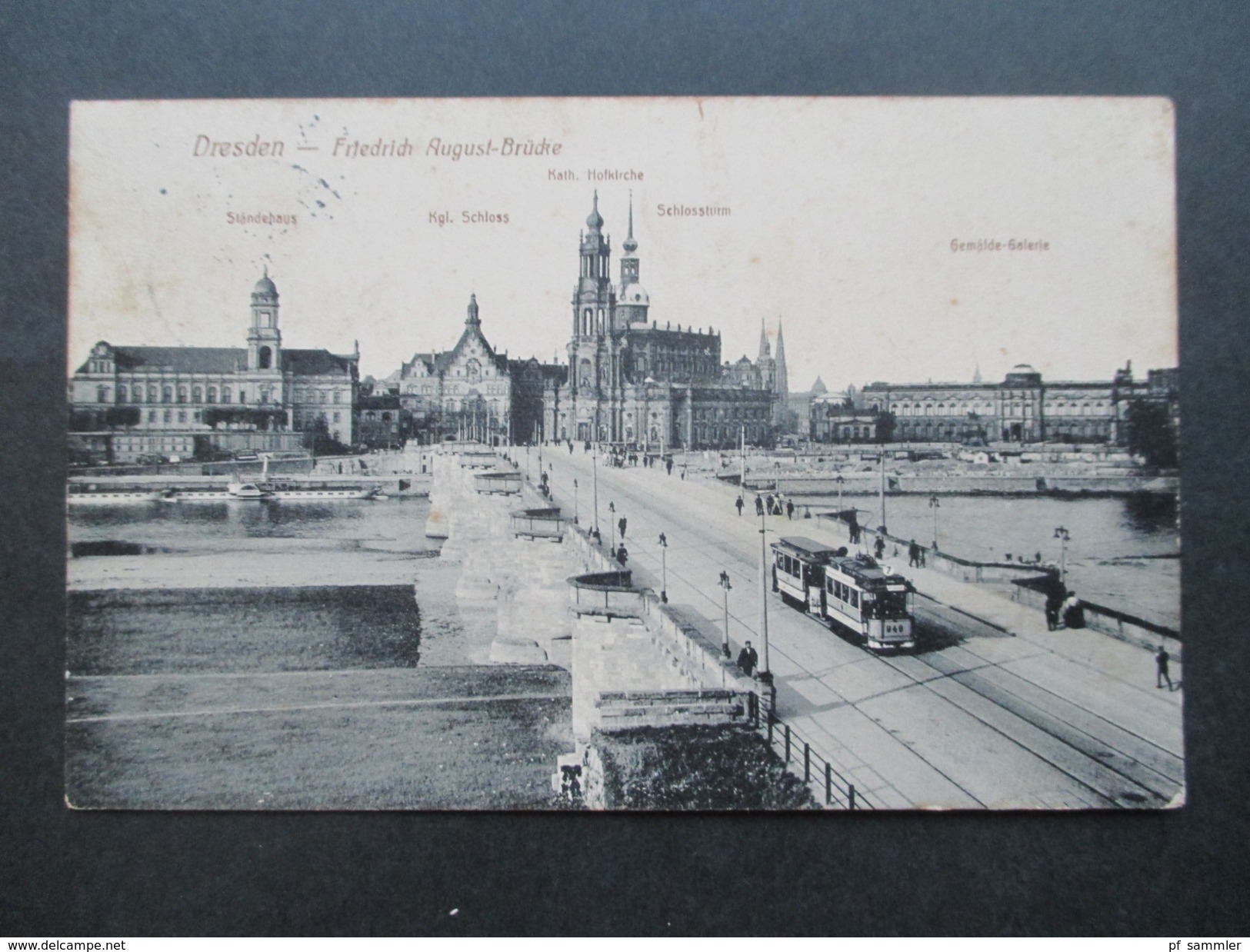AK 1912 Dresden. Friedrich August Brücke. Straßenbahn. Kunstverlag Alfred Hartmann - Dresden