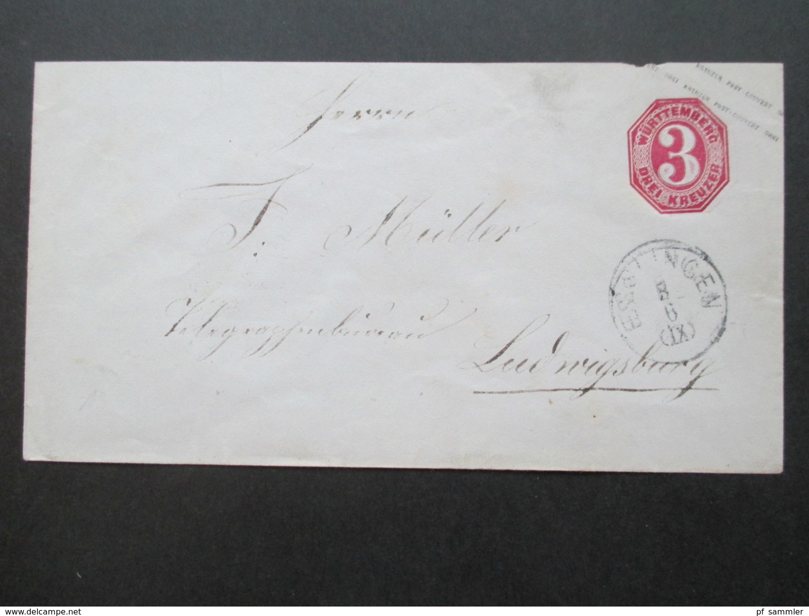 AD / Württemberg Ganzsachenumschläge U20 Esslingen / Ludwigsburg. 2 Stück! - Postal  Stationery