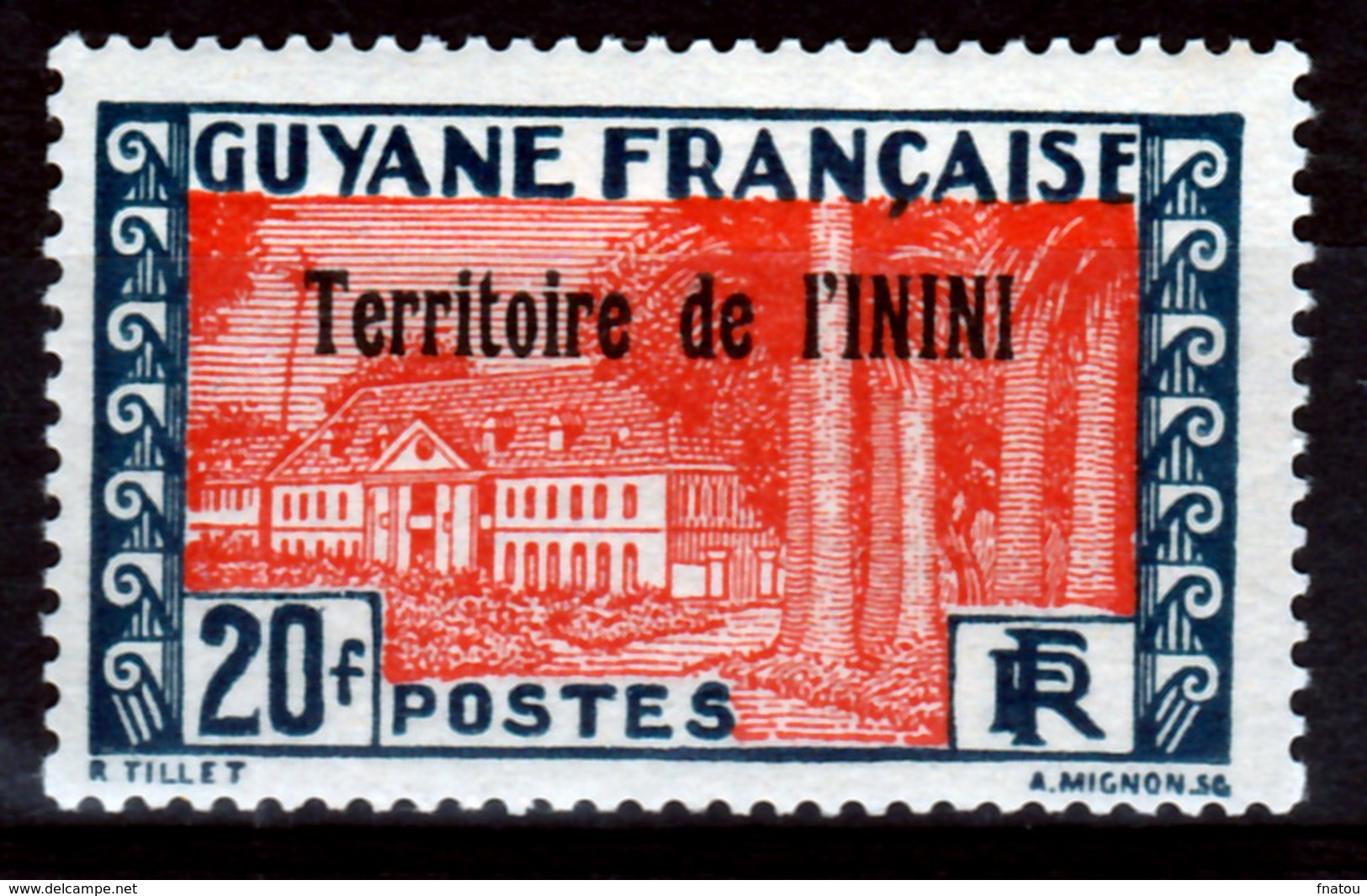 Inini (French Guiana), Cayenne, 20f., 1932, MH F  Colonial Gum, Otherwise VF - Unused Stamps