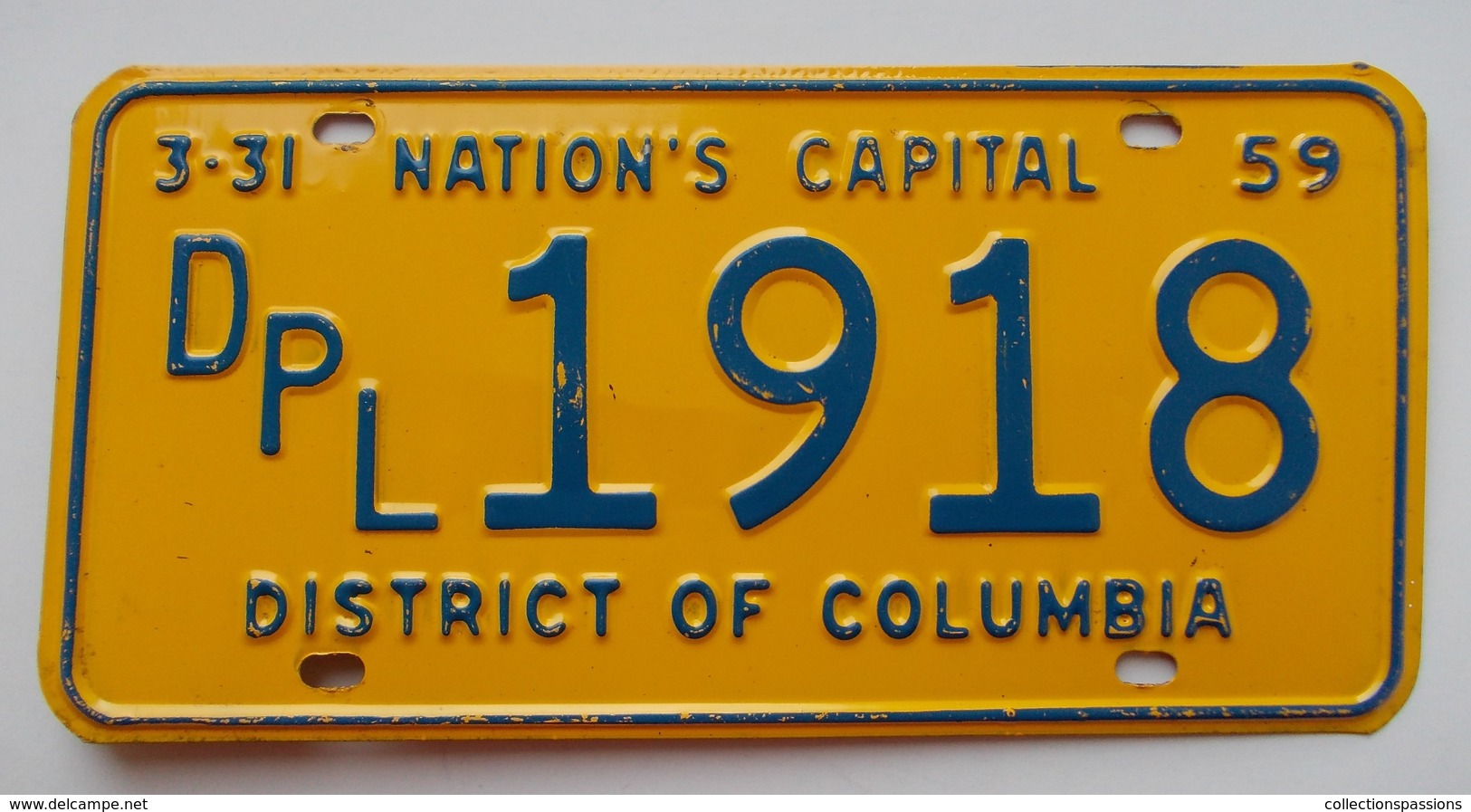 - RARE - Plaque D'immatriculation Diplomatique - USA - Washington District De Columbia - 1959 - - Plaques D'immatriculation