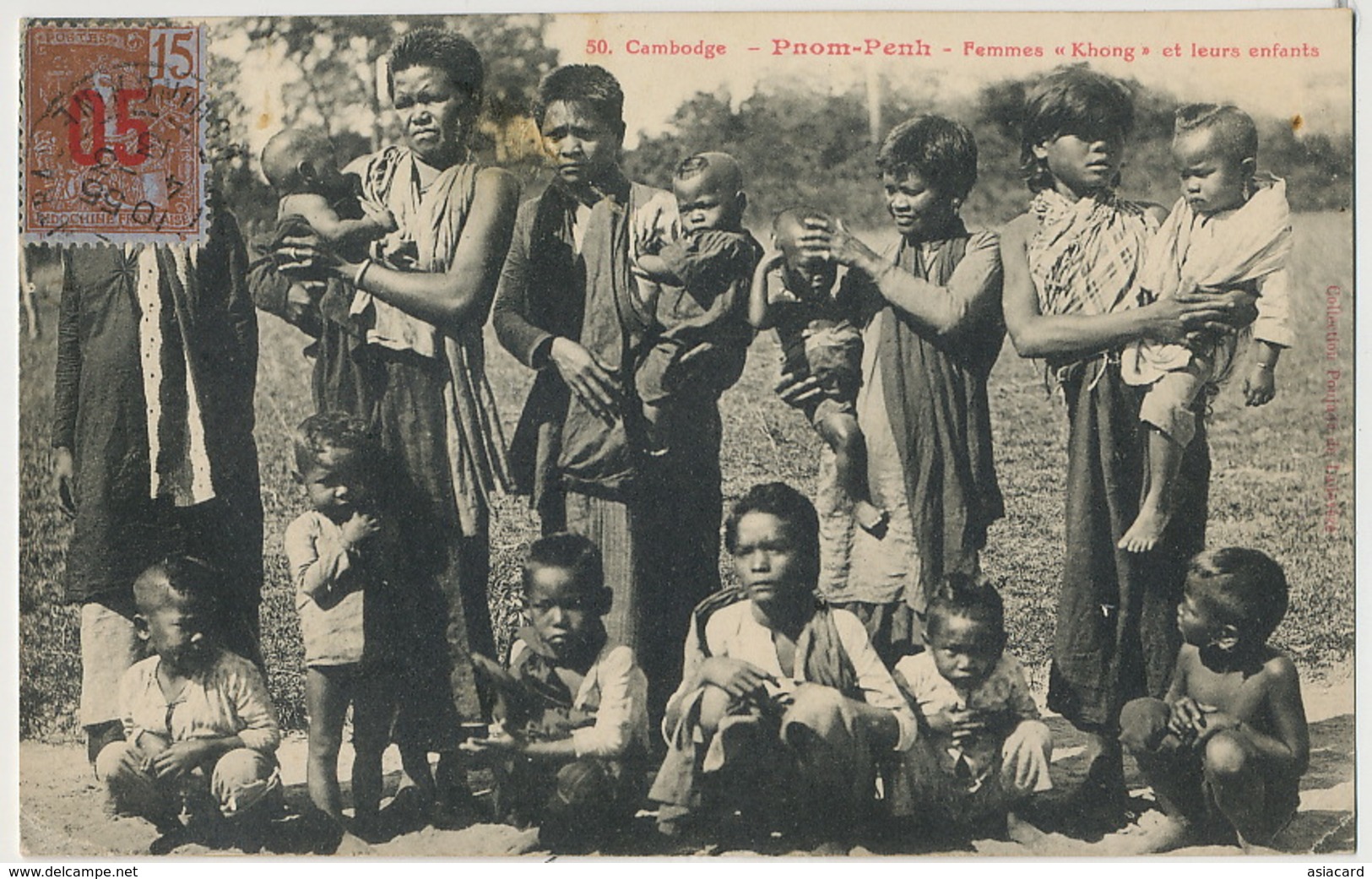 50 Cambodge Phnom Penh Femmes " Khong " Et Leurs Enfants Edit Poujade De Ladevèze Timbrée Saigon 1913 - Cambodge