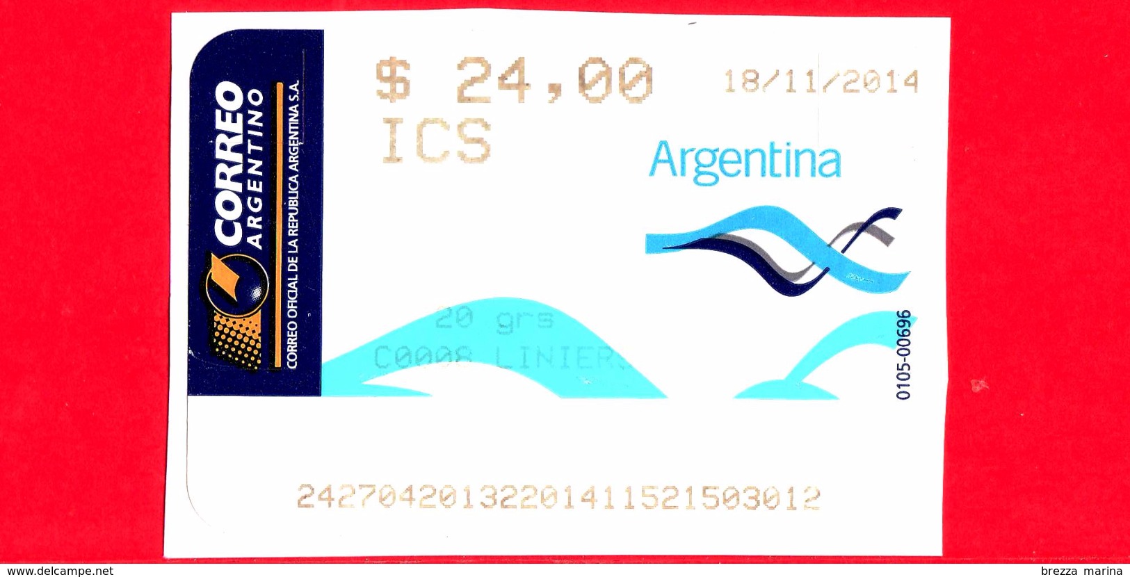 ARGENTINA - Usato - 2014 - ATM - Correo Argentino - ICS - Liniers - 24.00 - Affrancature Meccaniche/Frama