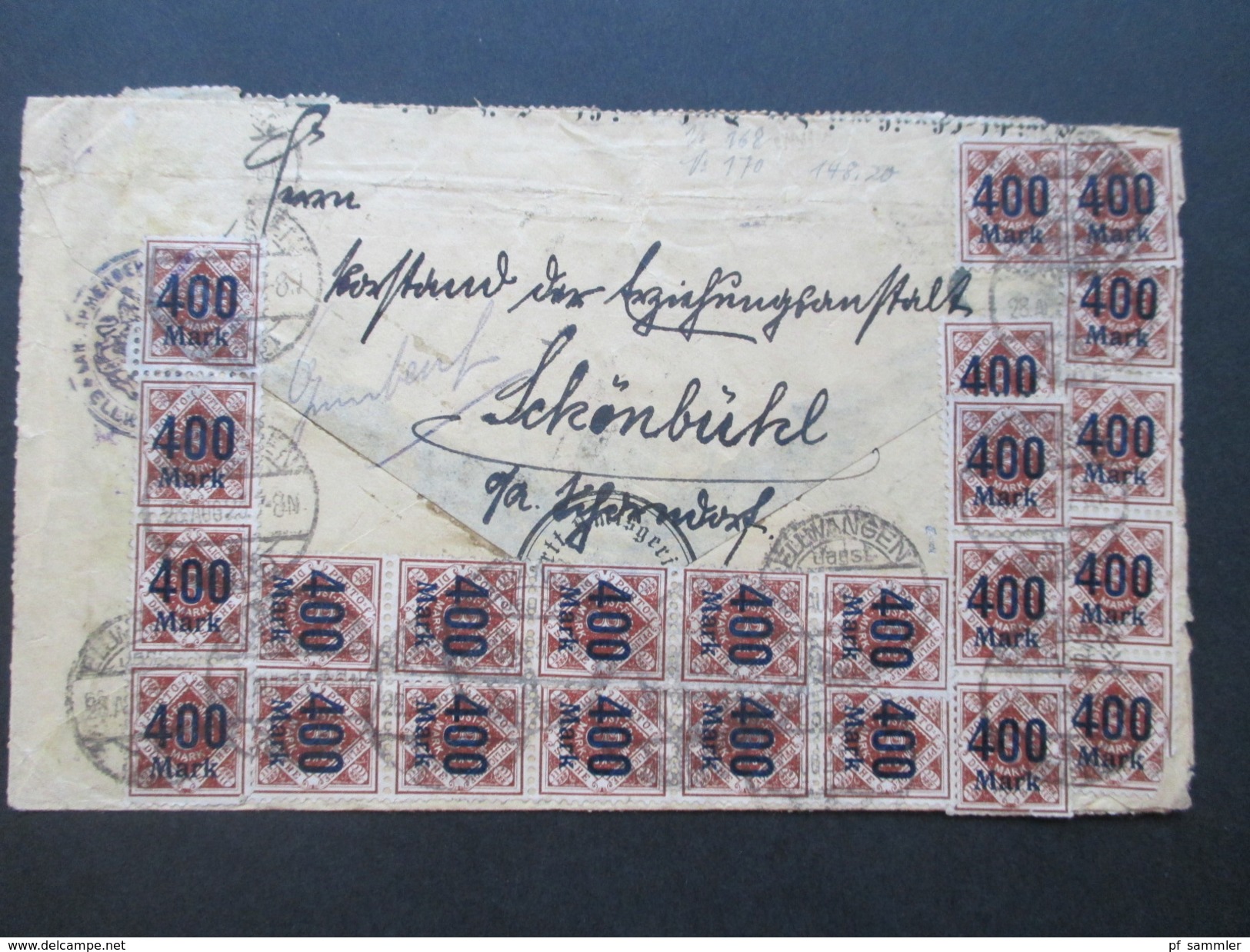 AD Württemberg 1923 Infla Massenfrankatur Nr. 168 U. 170 Mit 81 Marken!! Infla Geprüft!! Dienstpost - Lettres & Documents