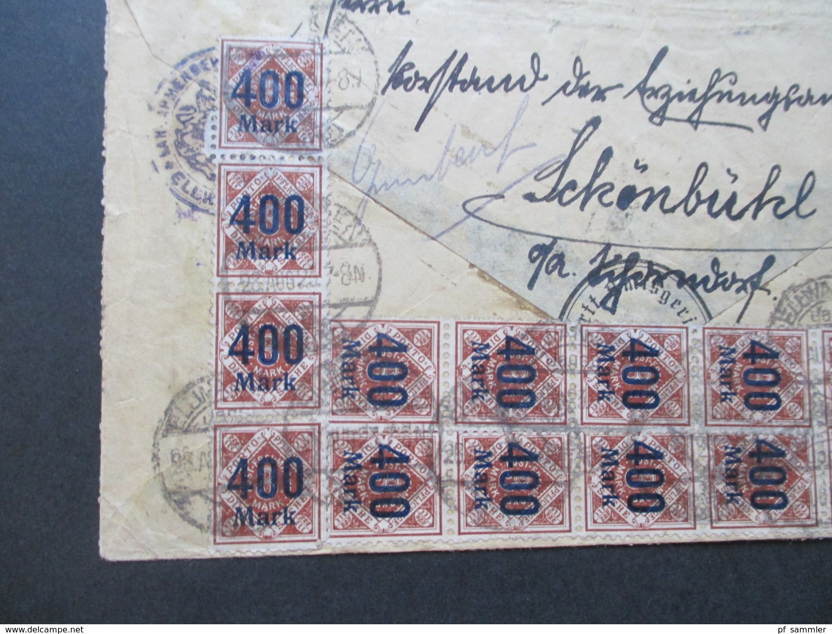 AD Württemberg 1923 Infla Massenfrankatur Nr. 168 u. 170 mit 81 Marken!! Infla geprüft!! Dienstpost