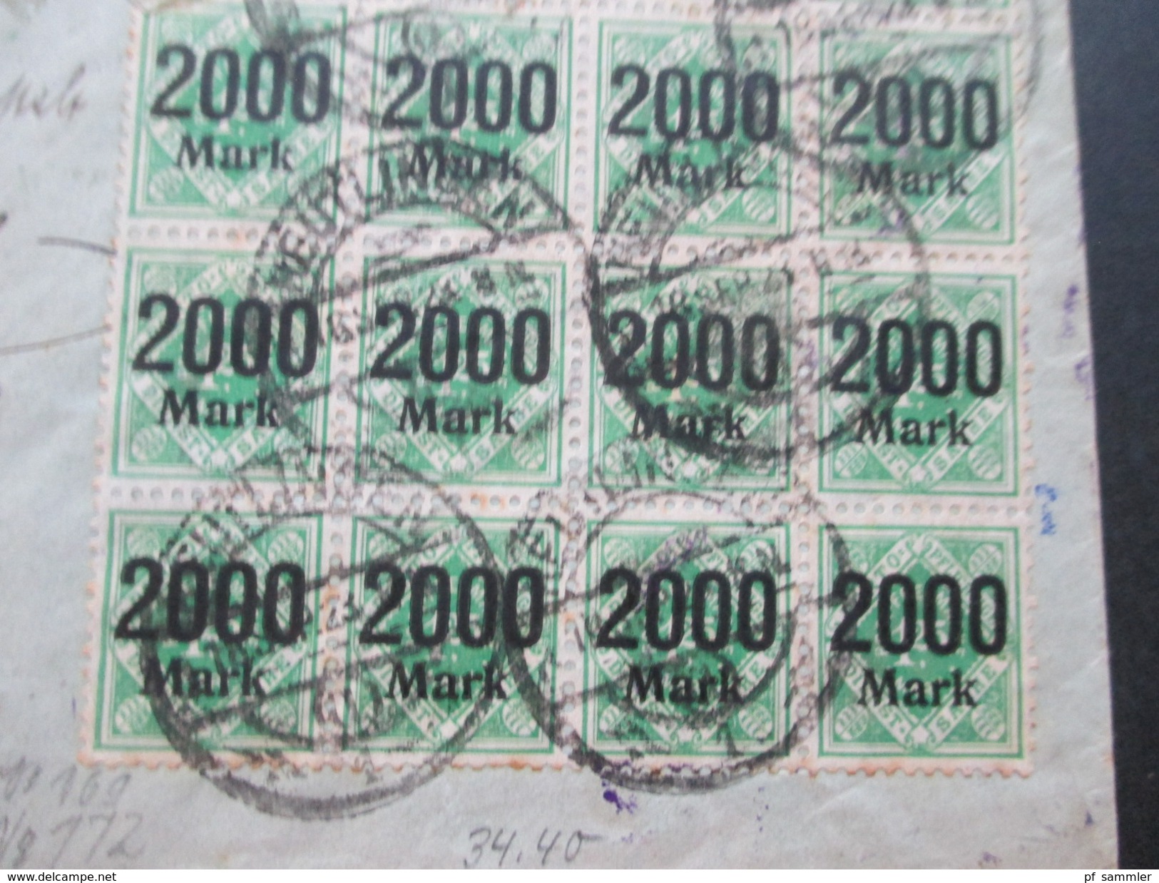 AD Württemberg 1923 Infla Massenfrankatur Nr. 169 U. 172 Mit 39 Marken!! Infla Geprüft!! Dienstpost - Storia Postale