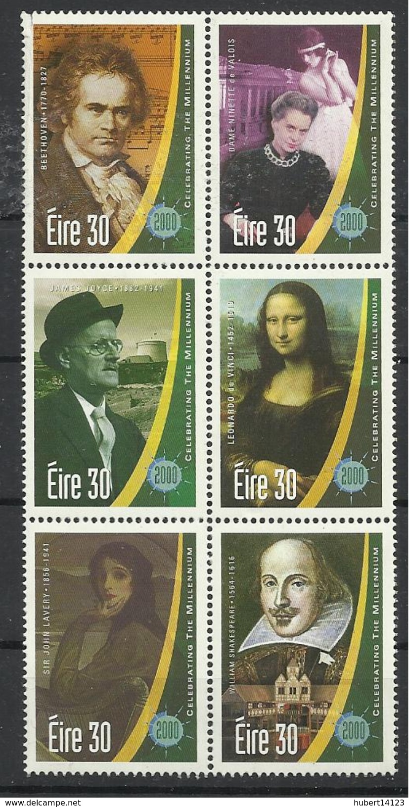 Irlande N° 1235 à 1240 Neuf Sans Charnière Année 2000 - Les Arts - Attention Le Premier Timbre Est Déchiré - Unused Stamps