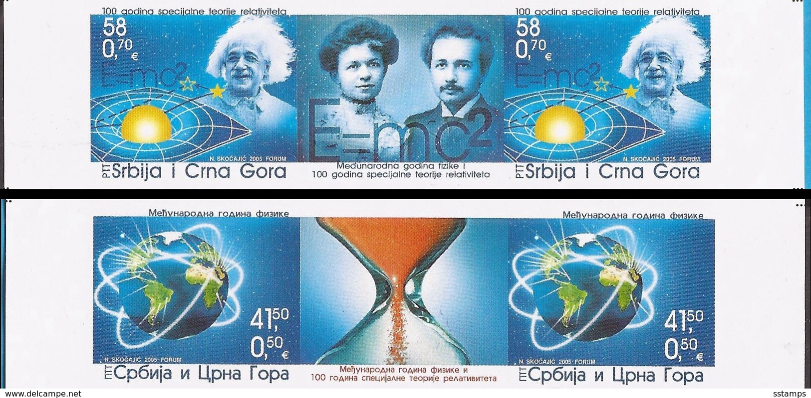 2005 3283-84  ALBERT EINSTEIN NOBEL SERBIA SRBIJA MONTENEGRO CRNA GORA JUGOSLAVIJA JUGOSLAWIEN RR  IMPERFORATE  RRR  MNH - Albert Einstein