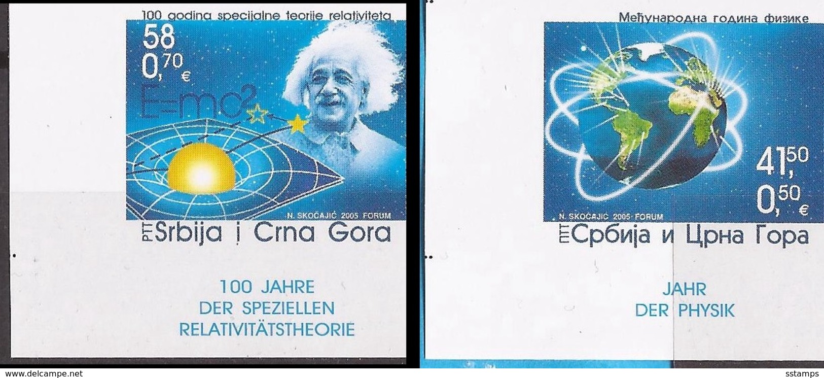 2005 3283-84  ALBERT EINSTEIN NOBEL SERBIA SRBIJA MONTENEGRO CRNA GORA JUGOSLAVIJA JUGOSLAWIEN RR  IMPERFORATE  RRR  MNH - Albert Einstein