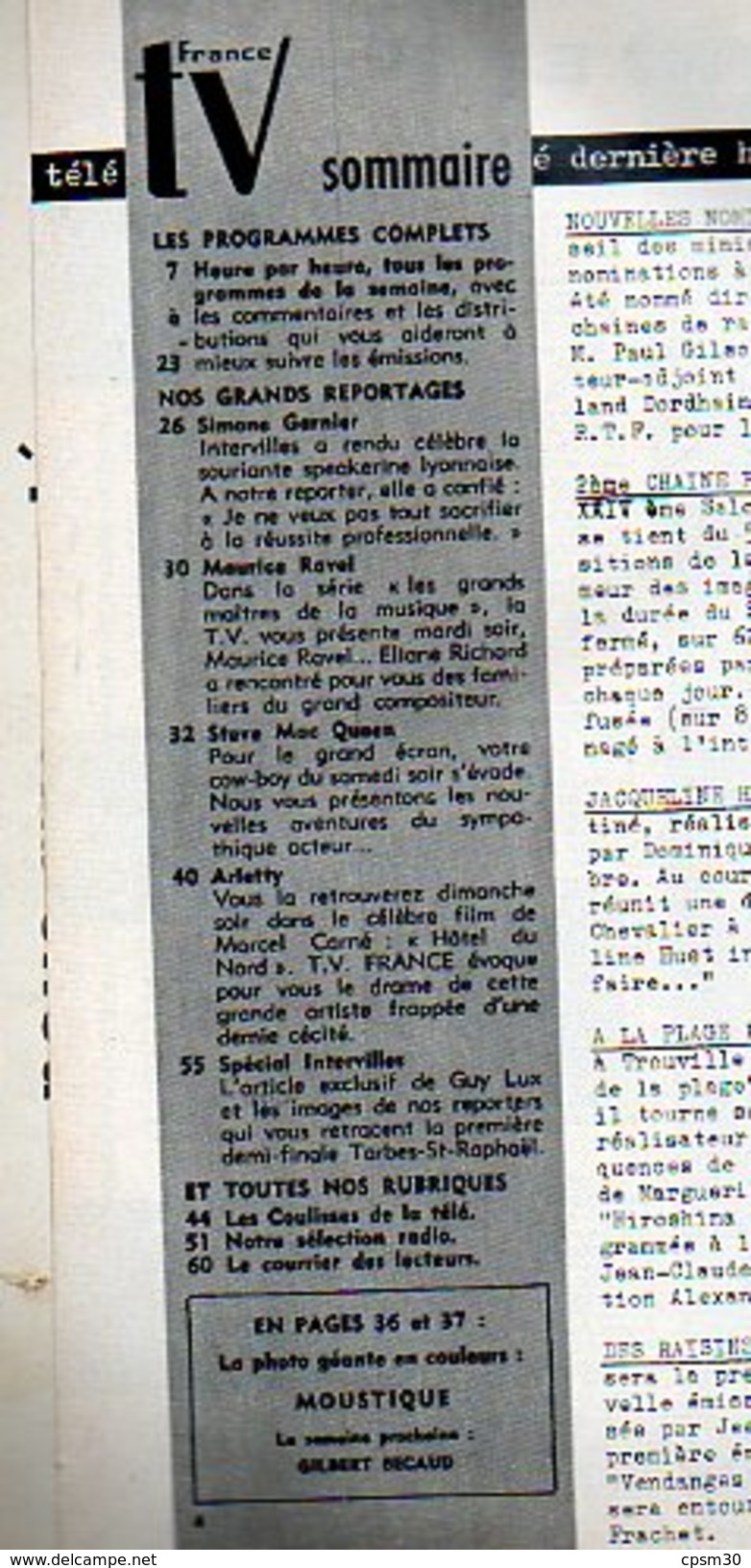 TV France N° 075  Sept 1963; S Garnier 4p; Intervilles 5p; C Francois; M Amont 2p; Stve Mac Queen 3p; Arletty 4p - Cinéma/Télévision