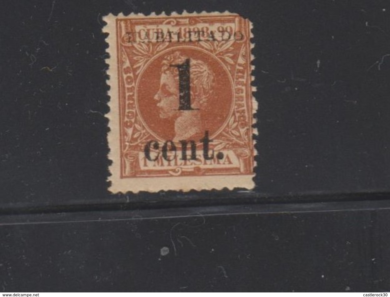 O) 1898 CUBA-CARIBE, FAKE, HABILITADO 1 CENTAVO - OCCUPATION, KING ALFONSO XIII, XF - Unused Stamps