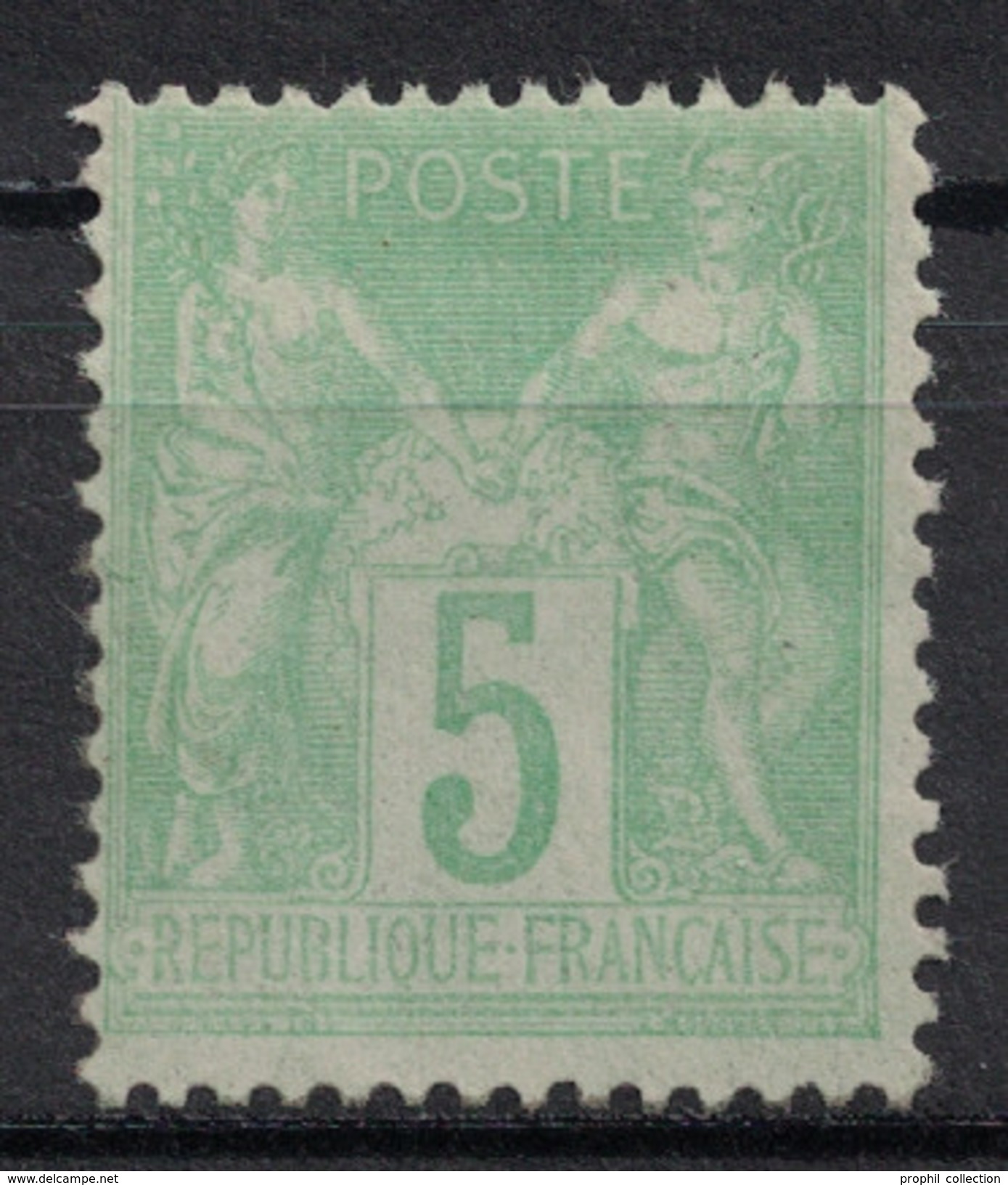 France - Type SAGE N° 102 (N/B) En NEUF (**) GNO (cote En Neuf ** = 40&euro;) / 5c Vert-jaune - 1876-1898 Sage (Type II)