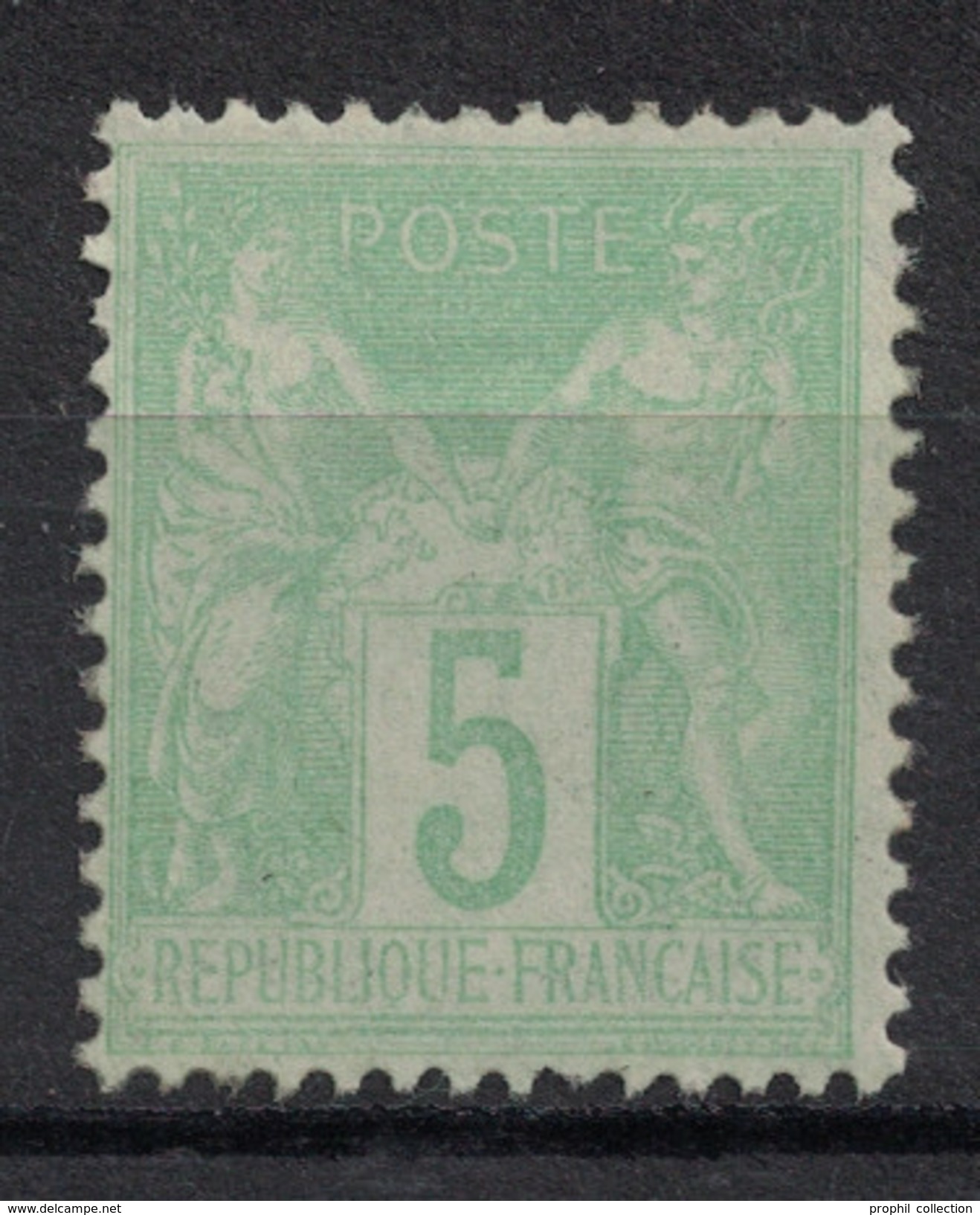 France - Type SAGE N° 102 (N/B) En NEUF (**) GNO (cote En Neuf ** = 40&euro;) / 5c Vert-jaune - 1876-1898 Sage (Type II)