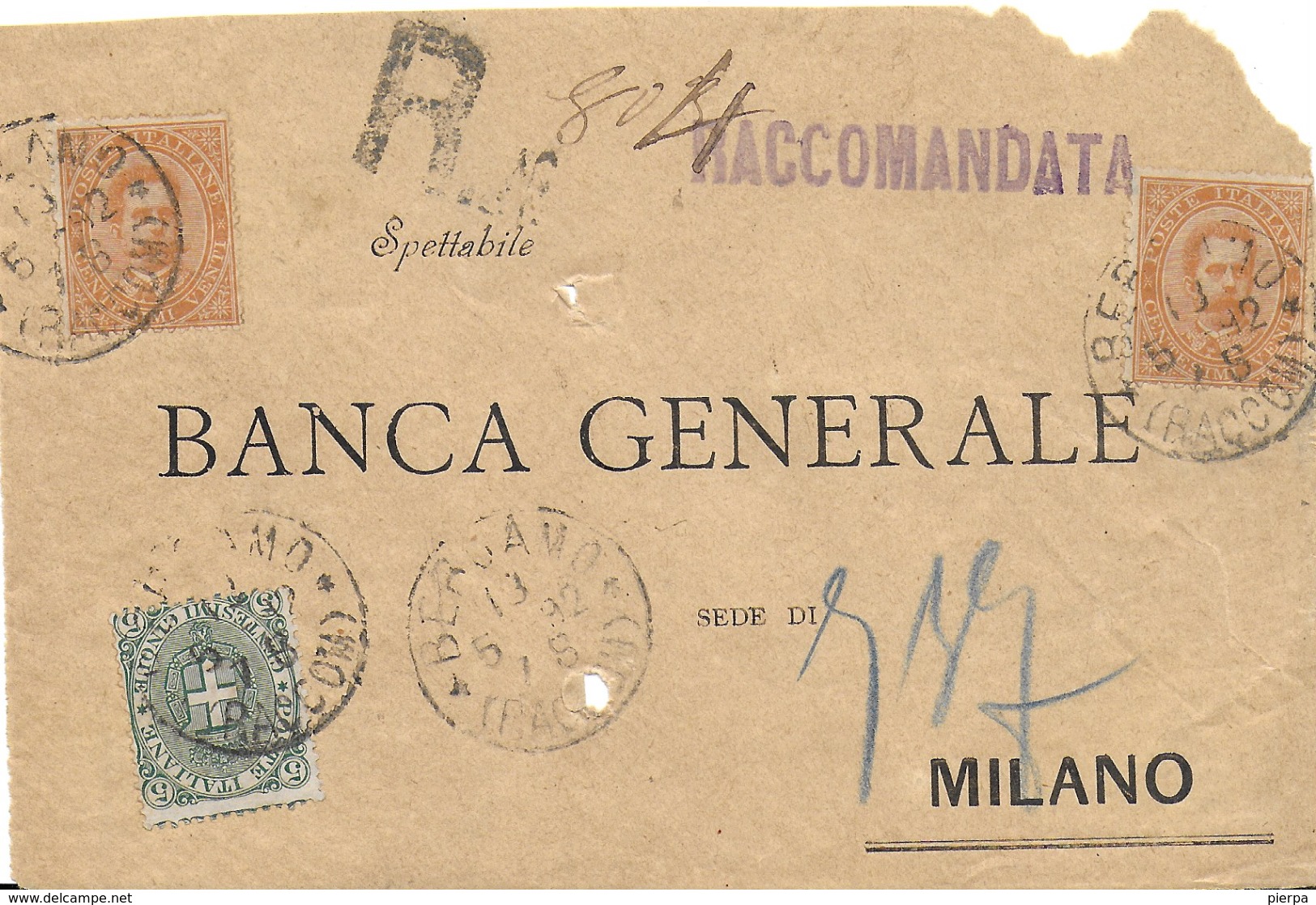 STORIA POSTALE REGNO - UMBERTO I° - DUE FRONTESPIZI  RACCOMANDATE 1892/1893 - Storia Postale