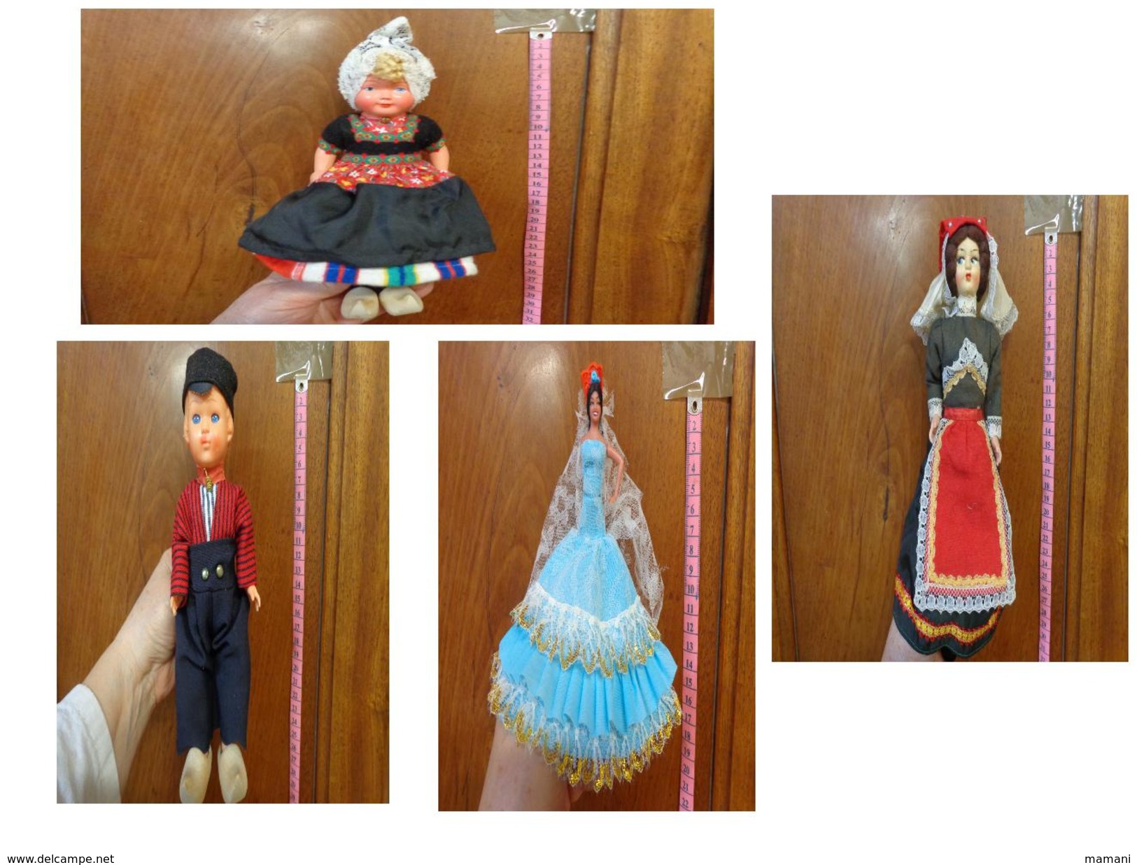 Lot De 4 Poupee Folklorique-(pour La Plupart Ancienne--- Region A Determiner- - Dolls