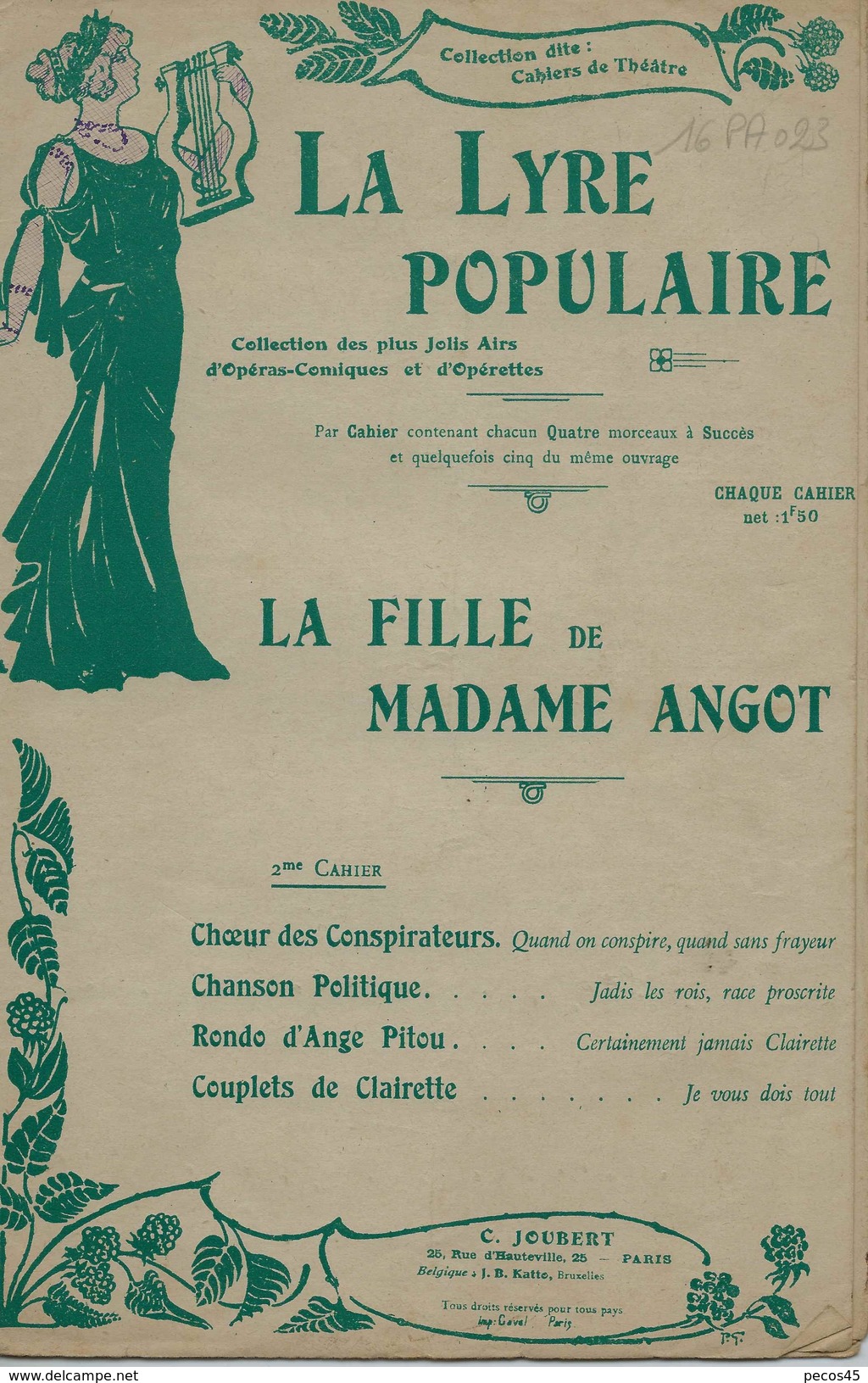 Lot De 2 Cahiers De Chants : "LA FILLE DE Mme ANGOT" (Opéra-comique De Charles LECOCQ / 1872). - Opéra