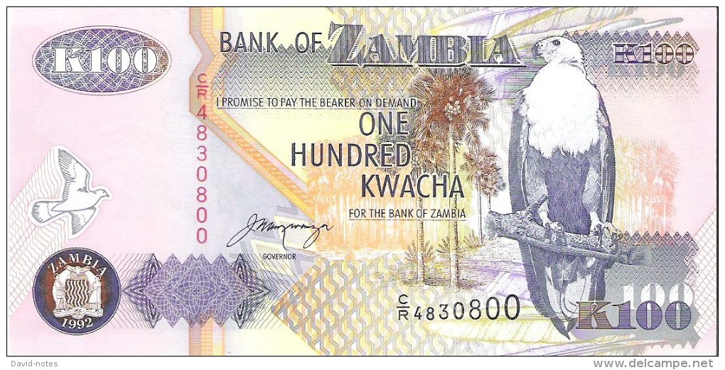 Zambia - Pick 38b - 100 Kwacha 1992 - Unc - Zambie