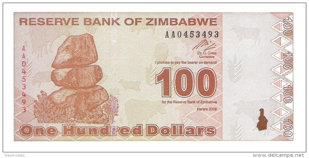 Zimbabwe - Pick 97 - 100 Dollars 2009 - Unc - Zimbabwe