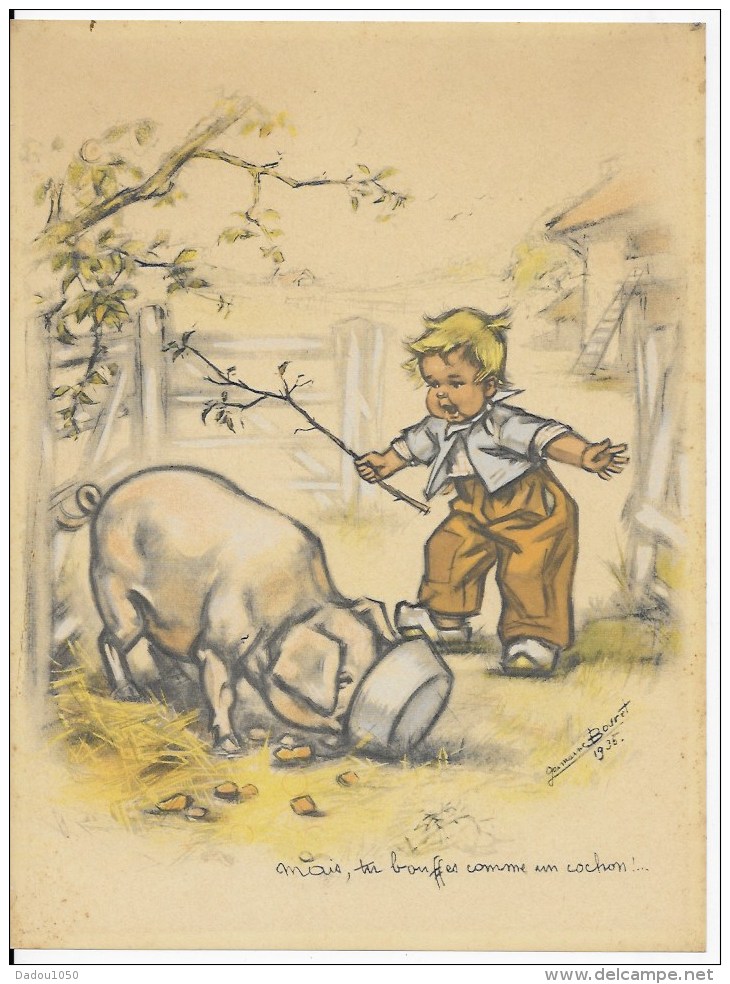 Germaine Bouret 1936,mais Tu Bouffes Comme Un Cochon - Estampes & Gravures