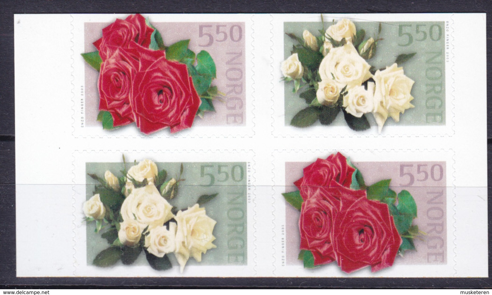 Norway 2003 Mi. 1455 Do/Du-1456 Do/Du Rosen Flowers Blumen Complete Set MNH** - Unused Stamps