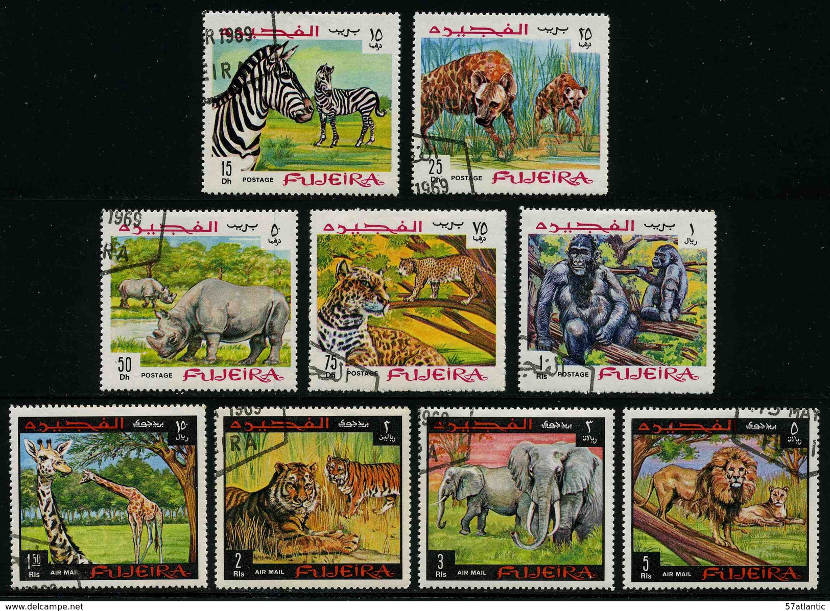FUJEIRA - ANIMAUX SAUVAGES - YT 84 + PA 23 - SERIE COMPLETE 9 TIMBRES OBLITERES - Andere & Zonder Classificatie