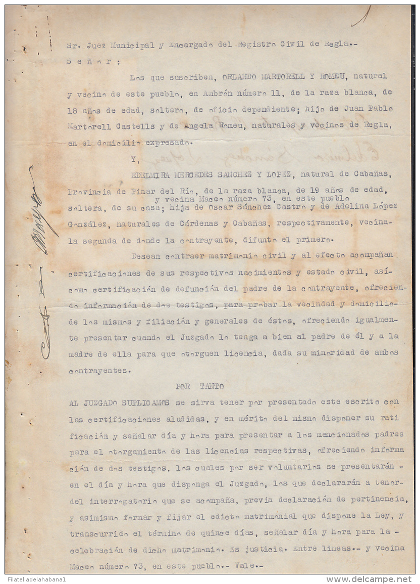 REP-174 CUBA REPUBLICA REVENUE (LG-1159) 2c (15) + 10c (3). TIMBRE NACIONAL 1950  COMPLETE DOC - Timbres-taxe