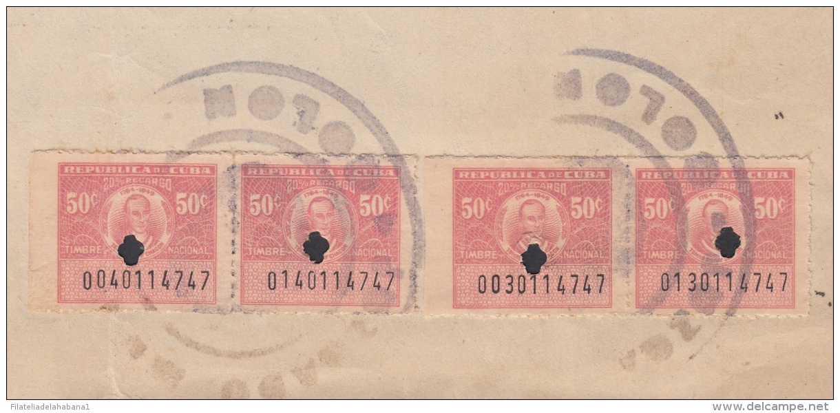 REP-182 CUBA REPUBLICA REVENUE (LG-1086) 50c (4) TIMBRE NACIONAL 1958 COMPLETE DOC DATED 1963. - Strafport