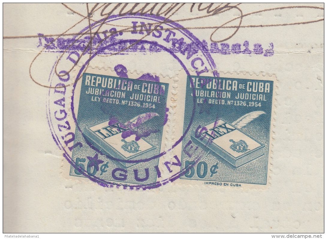 REP-202 CUBA REPUBLICA REVENUE (LG-1106) 5c (10) TIMBRE NACIONAL 1958 + 50c (3)  JUBILACION NOTARIAL 1954 COMPLETE DOC D - Postage Due