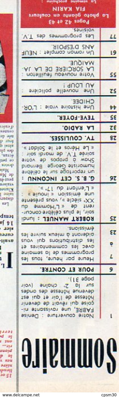 TV France N° 095 Janvier 1964; Denise Fabre 2eme Chaine; Mata-Hari; Fia Karin Poster; Robert Manuel; Mode; Cuisine; BD - Cinéma/Télévision