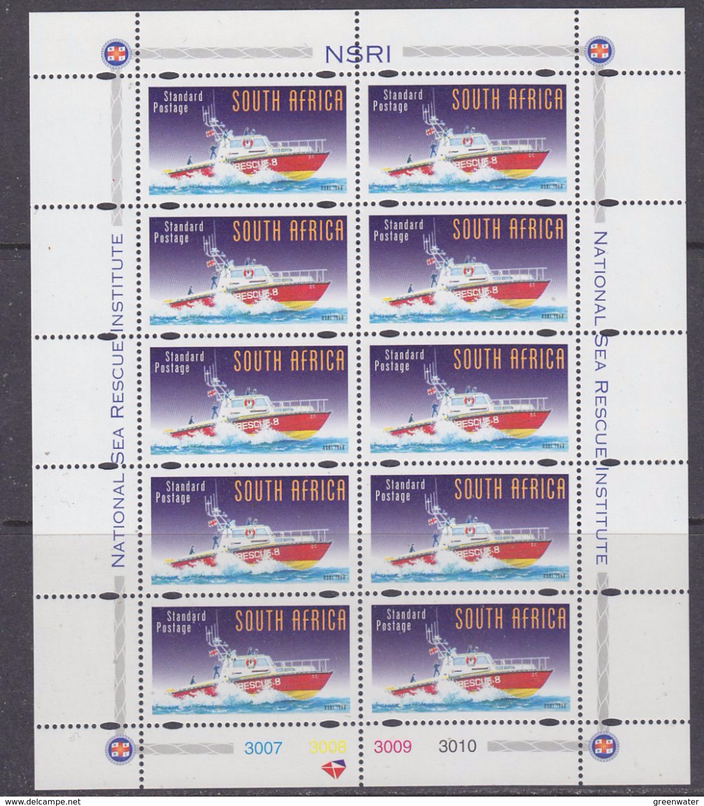 South Africa 1998 National Sea Rescue Institute 10v In Sheetlet ** Mnh (F5988A) - Ungebraucht