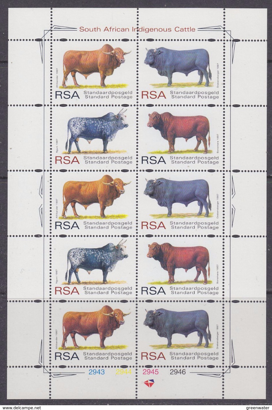 South Africa 1997 Cattle 4v In 1 Sheetlet ** Mnh (F5988B) - Ongebruikt