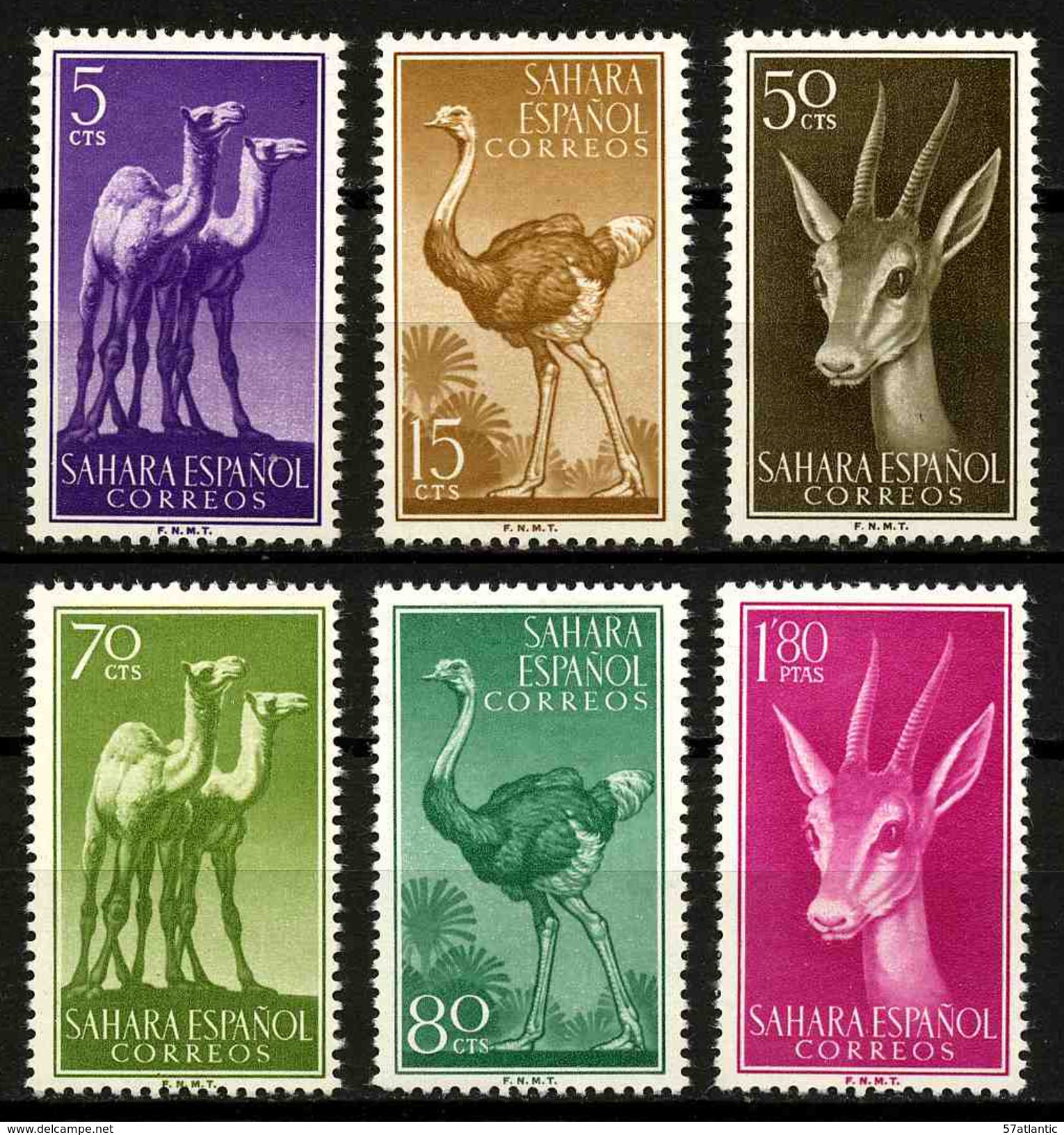 SAHARA ESPAGNOL - ANIMAUX SAUVAGES - YT 120 à 125 * - SERIE COMPLETE 6 TIMBRES NEUFS * - Autres & Non Classés